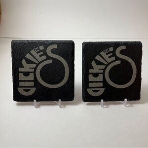 THE DICKIES SLATE LASER ENGRAVED LOGO COASTERS X 2 BAND